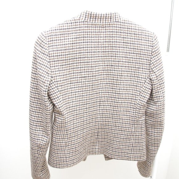 Theory Wool Houndstooth Open Blazer Jacket Tan - Picture 6 of 6